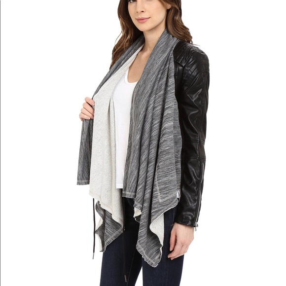 Blank NYC Vegan Leather Sleeved Terry Drape Jacket XS - Picture 2 of 7
